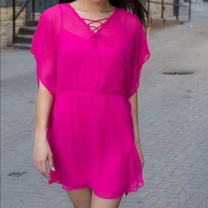 Express pink flowy dress